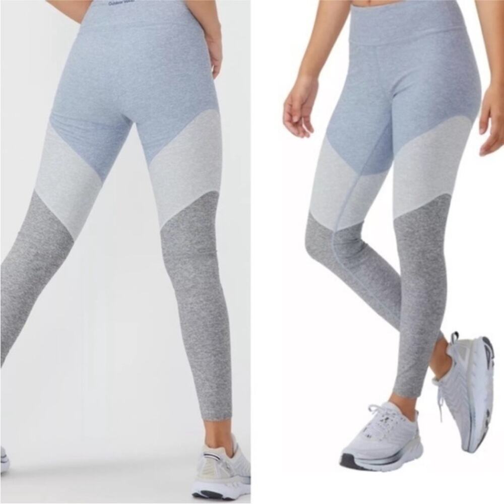 OUTDOOR VOICES Light Dark Blue Grey Colorblock 7/8 Ankle Workout Gym Leggings M